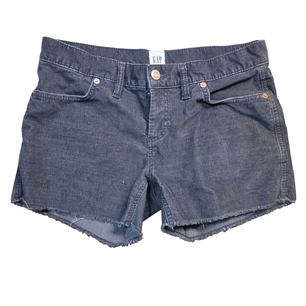 GAP Womens Corduroy Shorts Charcoal Gray Raw Hem Size 4 Frayed 5-Pocket Cutoffs